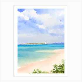 West End Bay, Anguilla Watercolour Art Print