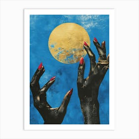 Hands Reaching For The Moon Art Print