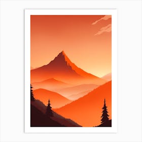 Misty Mountains Vertical Composition In Orange Tone 380 Art Print