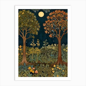 William Morris Two Trees In The Moonlight Art Print