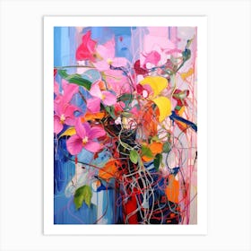 Abstract Flower Painting Fuchsia 3 Art Print