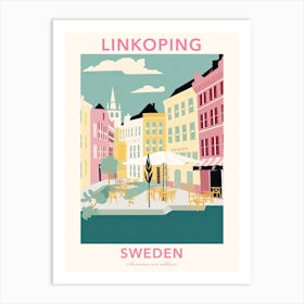 Linkoping, Sweden, Flat Pastels Tones Illustration 1 Poster Art Print