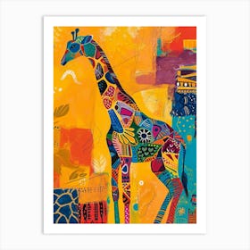 Geometric Giraffe Pattern Art Print