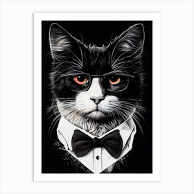 Tuxedo Cat animal Art Print