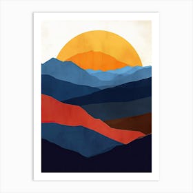 Sunset In The Mountains, Minimalism 6 Art Print