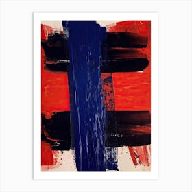 Blue And Red Brush Strokes Abstract 2 Art Print