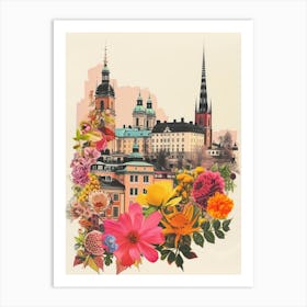 Stockholm   Floral Retro Collage Style 3 Art Print