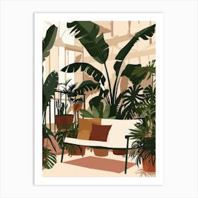 Illustration Of Tropical Plants In A Greenhouse Art Print