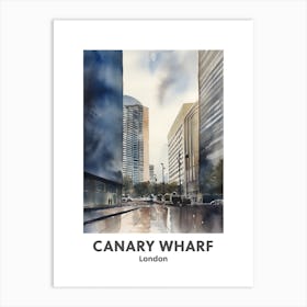 Canary Wharf, London 2 Watercolour Travel Poster Art Print