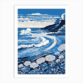 A Screen Print Of Burleigh Heads Beach Australia 2 Art Print