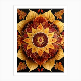 Distinctive boho art.Golden Harvest Mandala.11 Art Print