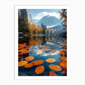 Autumn Leaves In A Lake Art Print