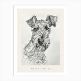 Welsh Terrier Dog Line Sketch 2 Poster Art Print