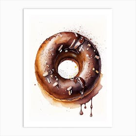 Chocolate Donut Cute Neon 4 Art Print