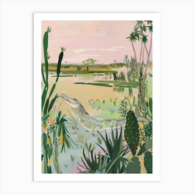 Crocodile Pastels Jungle Illustration 1 Art Print