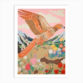 Maximalist Bird Painting Red Tailed Hawk 2 Art Print