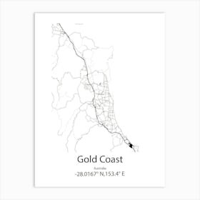 Gold Coast,Australia Minimalist Map Art Print