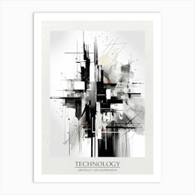 Technology Abstract Black And White 2 Poster Art Print