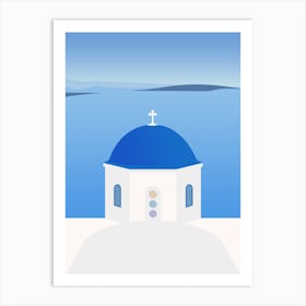 Blue Dome Church, Oia, Santorini, Greece Art Print