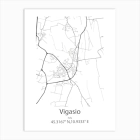 Vigasio,Italy Minimalist Map Art Print