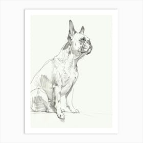 Dog Grey Line Sketch Art Print