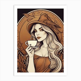 Witch With A Cup Of Coffee 6 Art Print