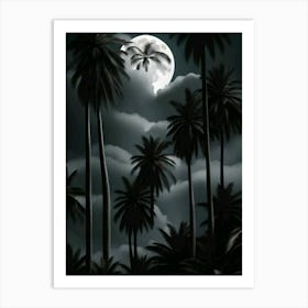 Palm Trees In The Moonlight Art Print