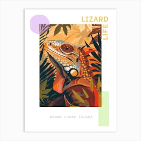 Brown Cuban Iguana Abstract Modern Illustration 6 Poster Art Print