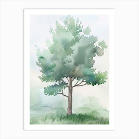 Juniper Tree Atmospheric Watercolour Painting 2 Art Print