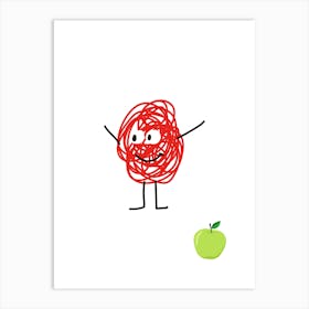 Red Apple.A work of art. Children's rooms. Nursery. A simple, expressive and educational artistic style. Art Print