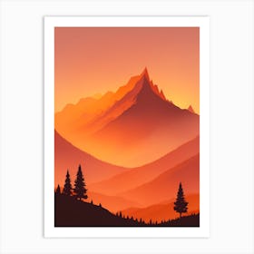 Misty Mountains Vertical Composition In Orange Tone 303 Art Print