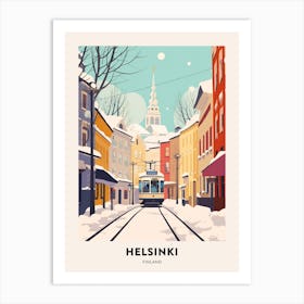 Vintage Winter Travel Poster Helsinki Finland 4 Art Print