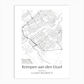 Krimpen Aan Den Ijssel,Netherlands Minimalist Map Art Print