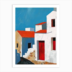 Red Door in Greece Art Print