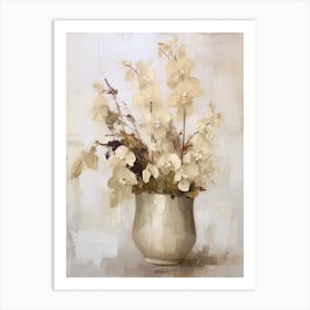 Sweet Pea, Autumn Fall Flowers Sitting In A White Vase, Farmhouse Style 1 Art Print