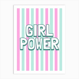 Girl Power Pink and Teal Art Print