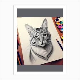 AI Portrait Of A Cat Art Print