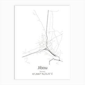 Jibou,Romania Minimalist Map Art Print