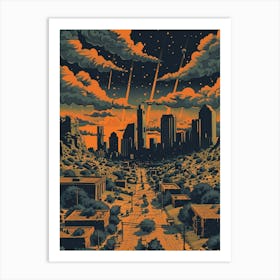 Duotone Illustration The Domain Austin Texas 1 Art Print