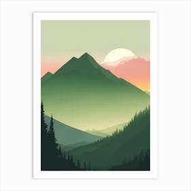 Misty Mountains Vertical Composition In Green Tone 100 Art Print