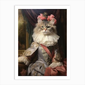 Cat In Medieval Robes Rococo Style  5 Art Print