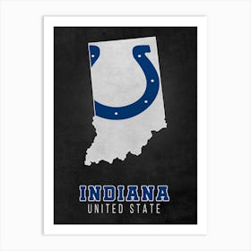 Indianapolis Colts Indiana State Map Art Print