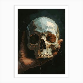 Hand Holding A Skull Art Print