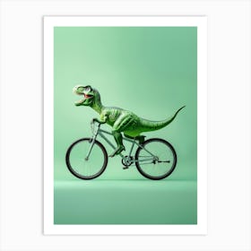 Dinosaur On A Bike Art Print