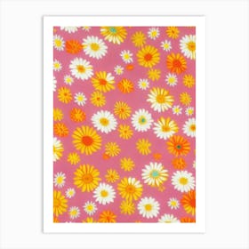 Oxeye Daisy Floral Print Retro Pattern 1 Flower Art Print