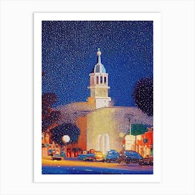 Modesto, City Us  Pointillism Art Print