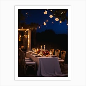 Table Setting At Night Art Print