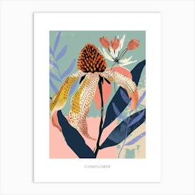 Colourful Flower Illustration Poster Coneflower 3 Art Print