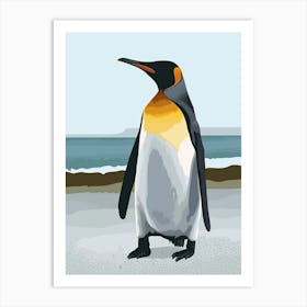 King Penguin Saunders Island Minimalist Illustration 3 Art Print