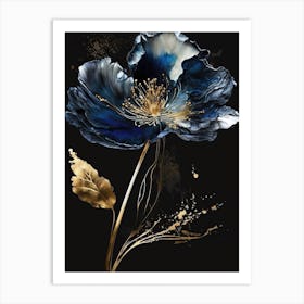 Luxurious White Blue Gold Floral(3) Art Print